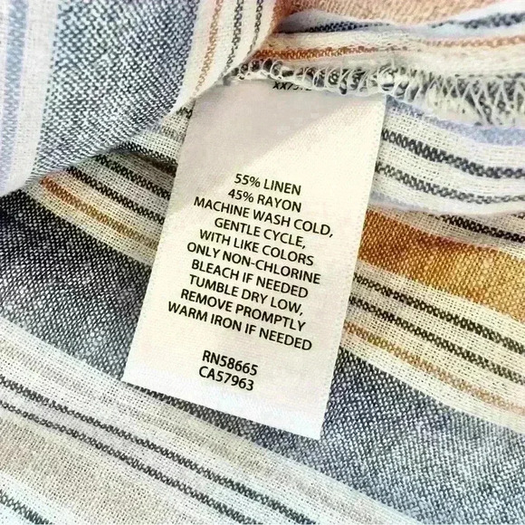 NWT Caslon Women’s Linen Blend Button-Up Striped Nordstrom Shirt Size X-Small - Picture 11 of 12